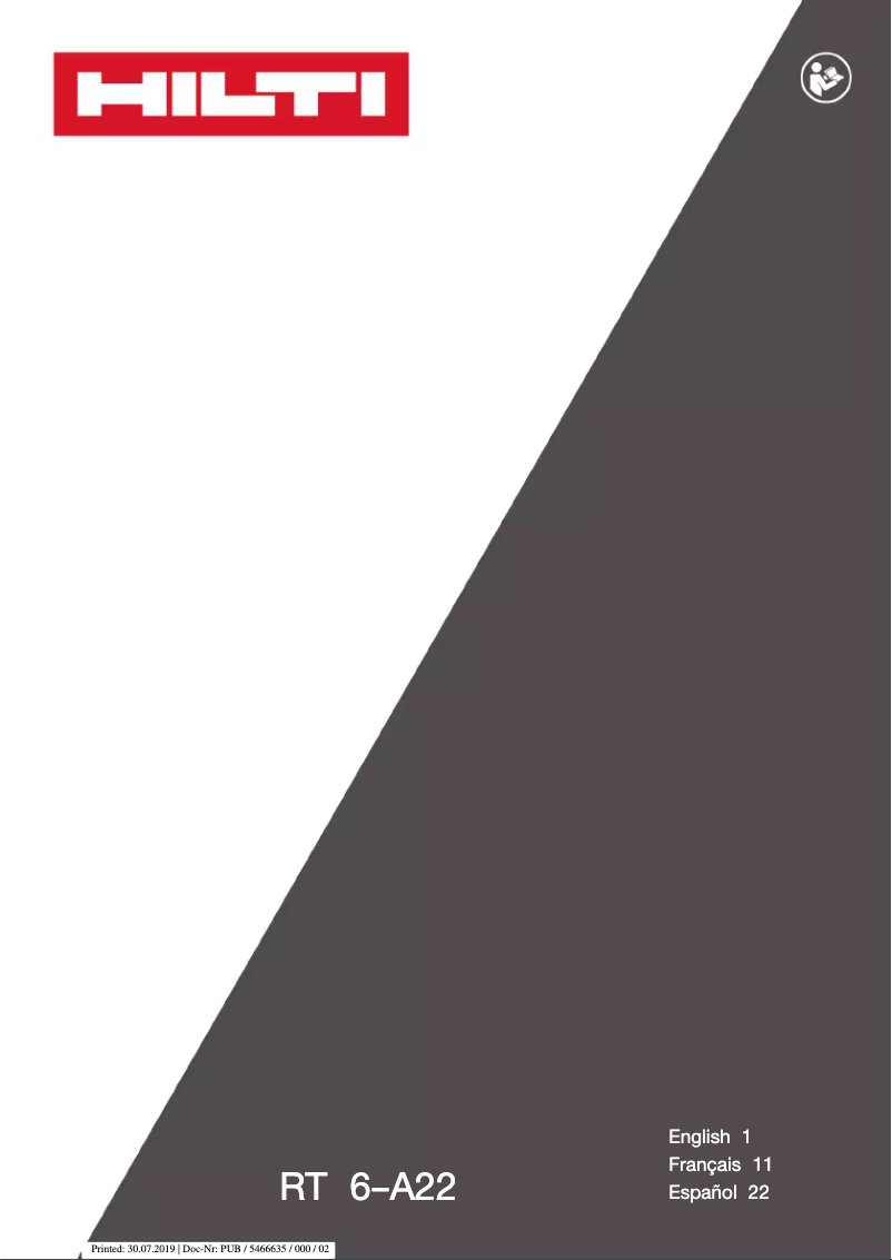 Page n°1 - Manuel utilisateur Hilti RT 6-A22