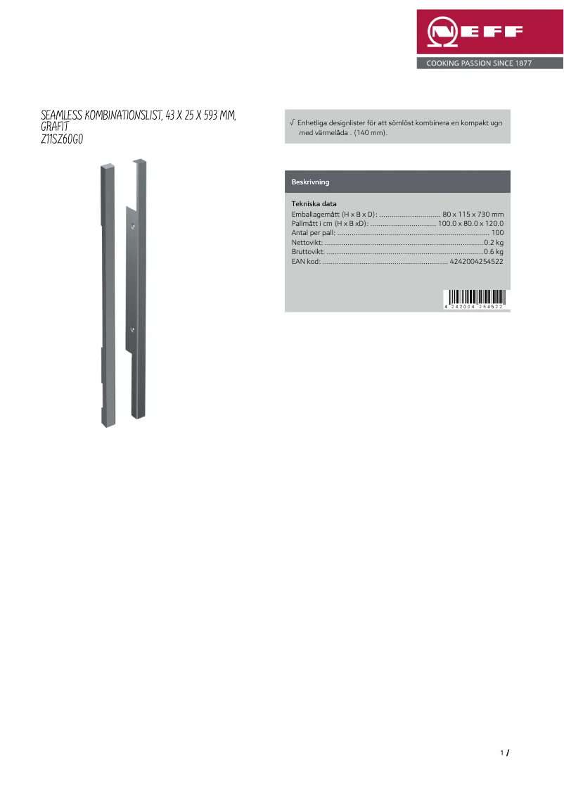 Page n°1 - Manuel utilisateur Neff Z11SZ60G0
