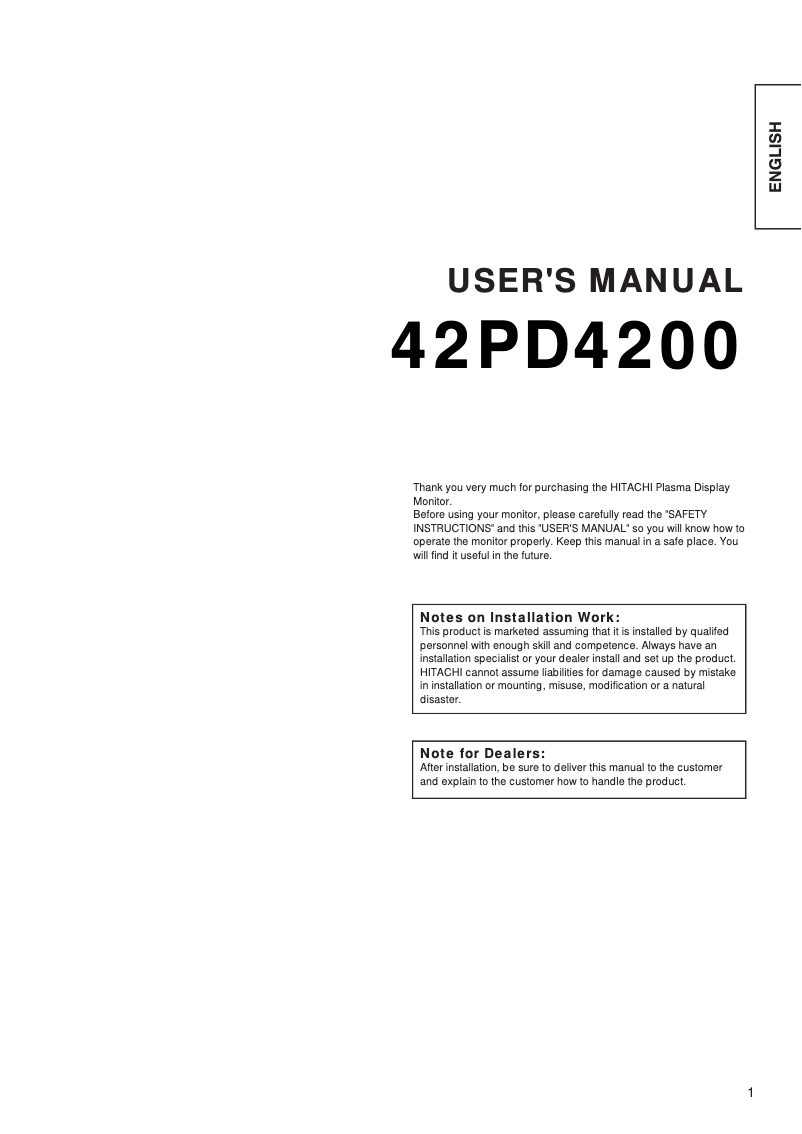 Image de la première page du manuel de l'appareil 42PD4200