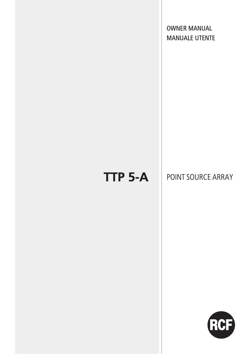 Page 1 de la notice Manuel utilisateur RCF TTP5-A