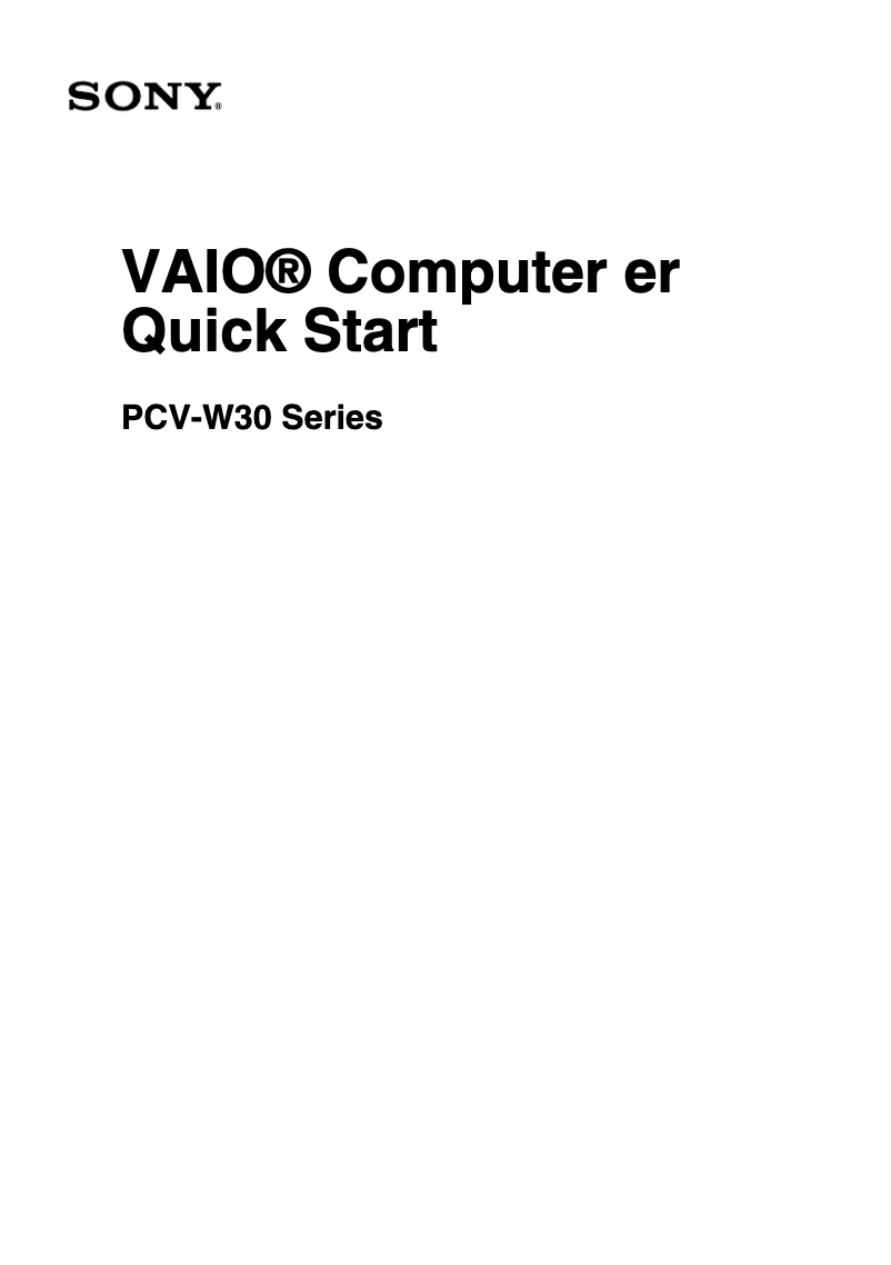 Page n°1 - Guide d'installation Sony Vaio PCV-W30