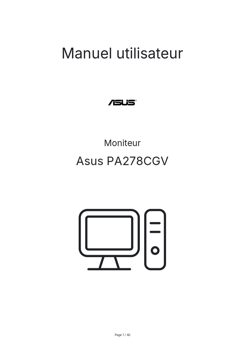 Image de la première page du manuel de l'appareil PA278CGV