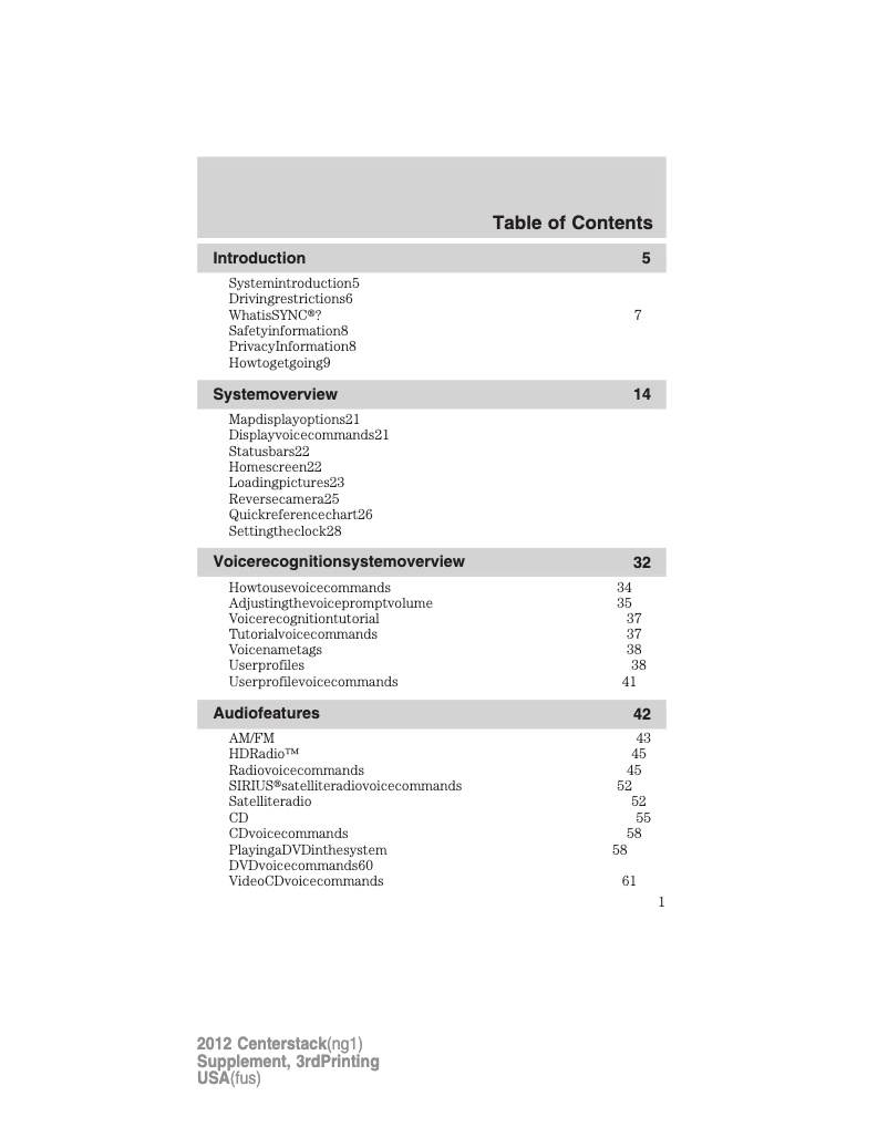 Page n°1 - Manuel utilisateur Ford Escape Hybrid (2012)