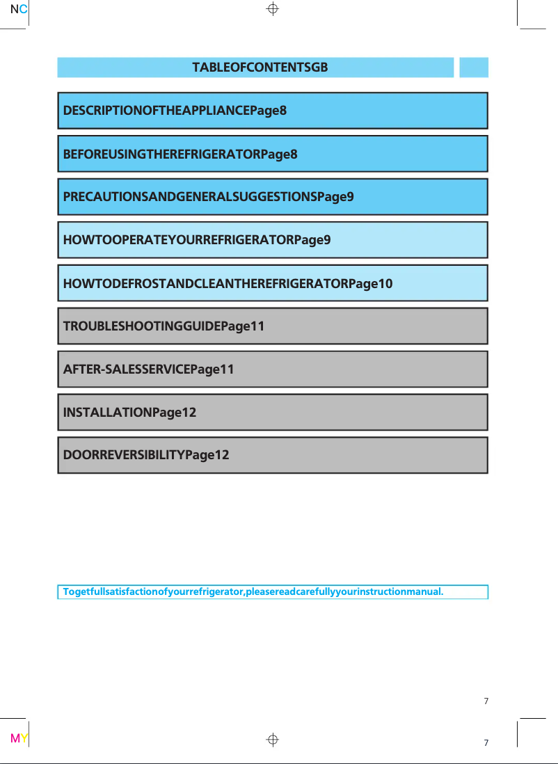 Image de la première page du manuel de l'appareil ARG 0910
