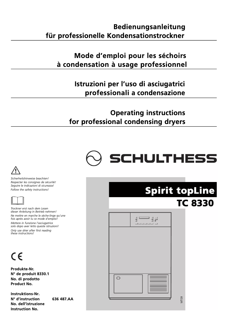 Page n°1 - Manuel utilisateur Schulthess Spirit topLine TC 8330 U