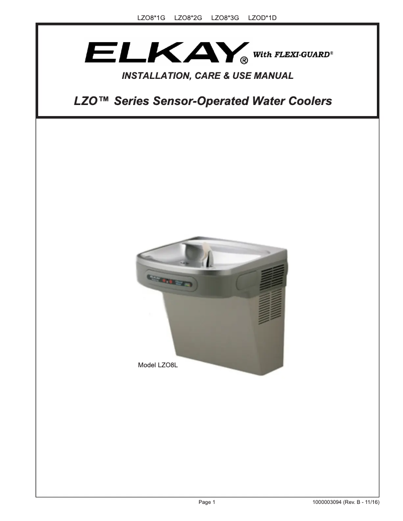 Page n°1 - Manuel utilisateur Elkay LZO8L