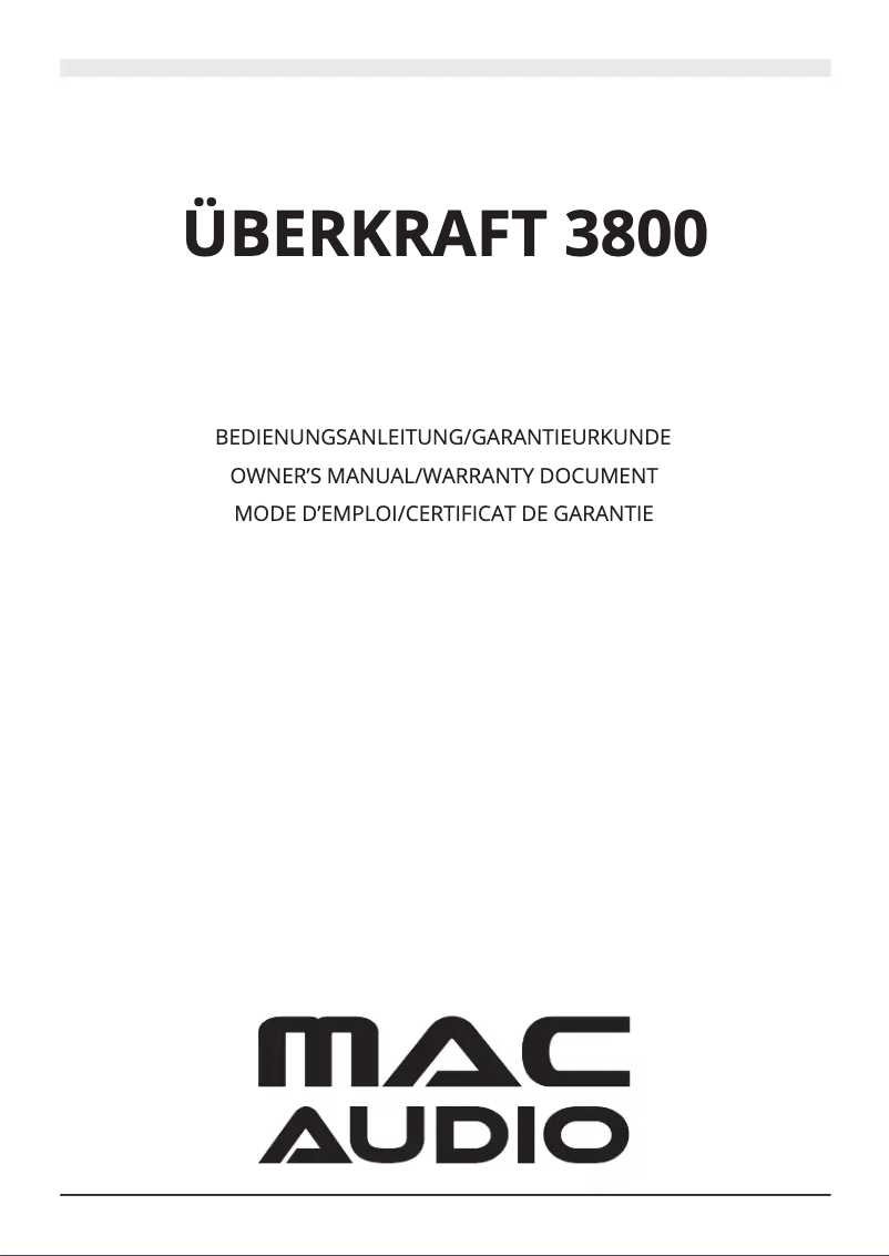 First page image of the manual for Überkraft 3800