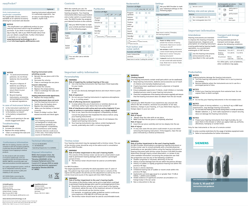 Image de la première page du manuel de l'appareil Octiv HP