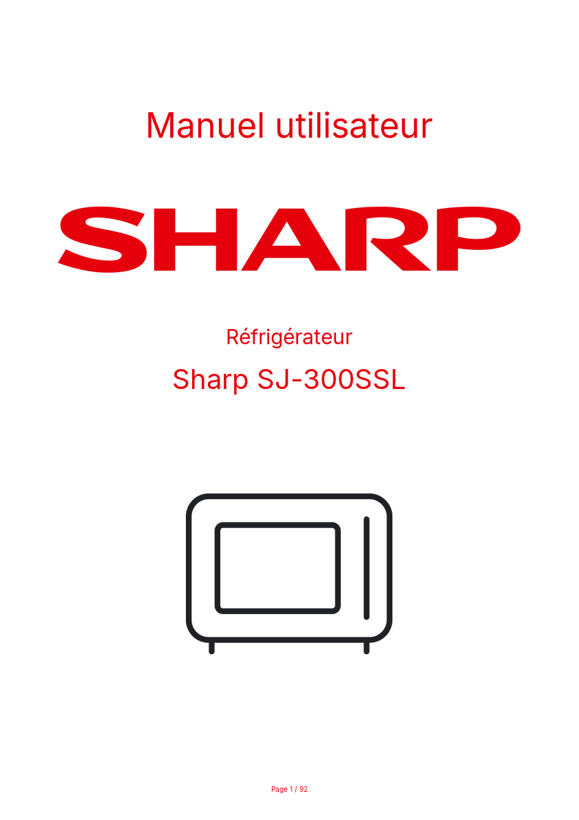 Page n°1 - Manuel utilisateur Sharp SJ-300SSL