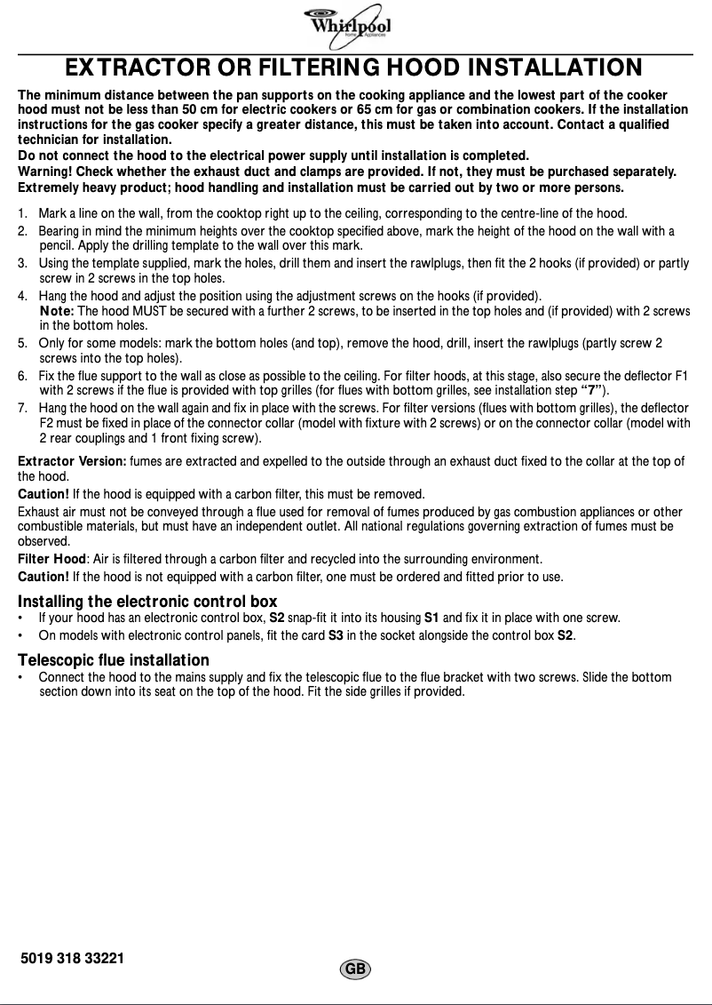 Page 1 de la notice Manuel utilisateur Whirlpool AKR 648