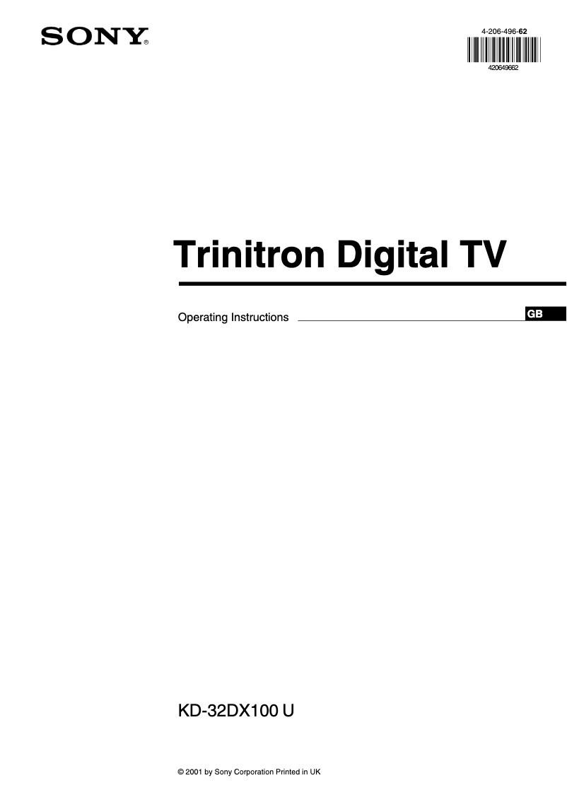 Image de la première page du manuel de l'appareil KD-32DX100U