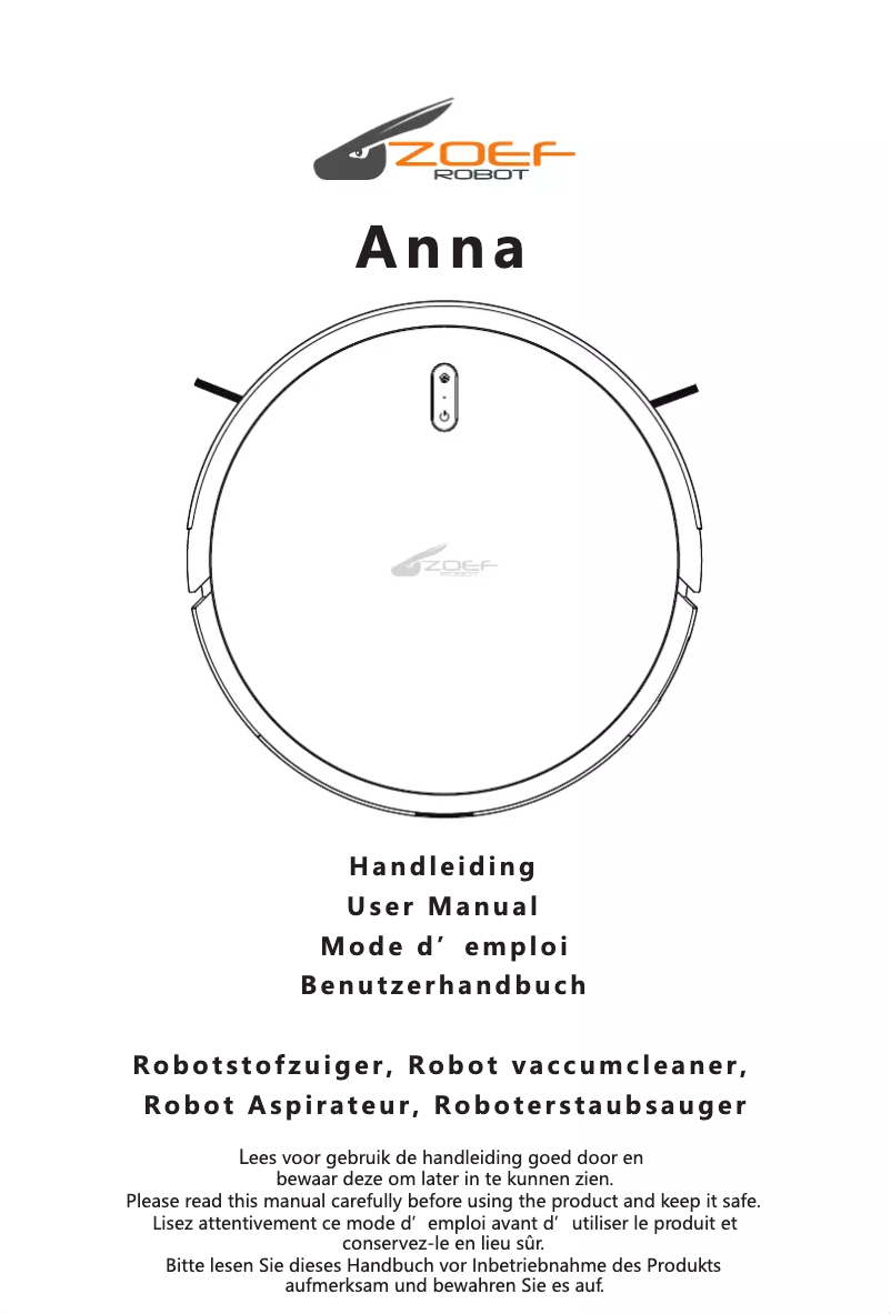 Page n°1 - Manuel utilisateur Zoef Robot Anna AS20Z