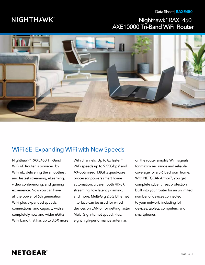 Page 1 de la notice Fiche technique Netgear Nighthawk RAXE450