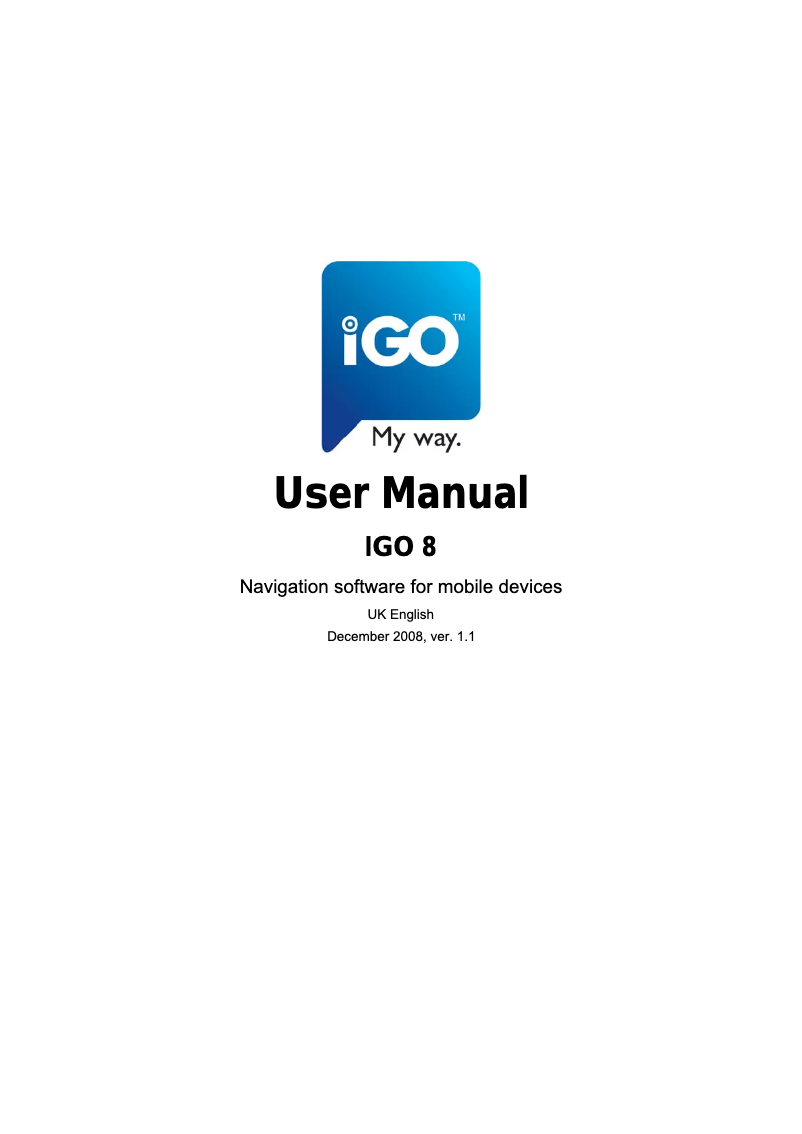 Page n°1 - Manuel utilisateur Nav N Go IGO 8