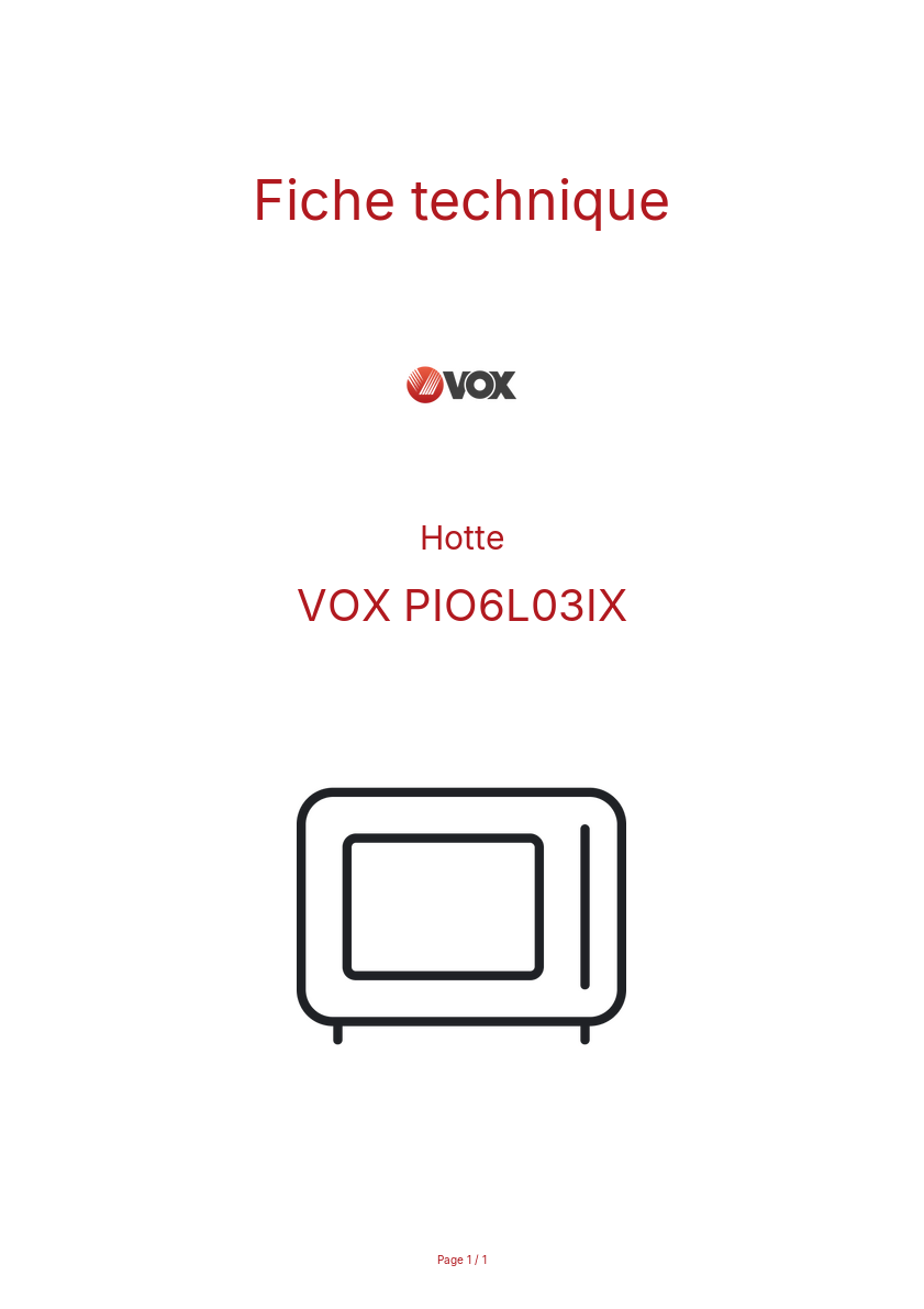 Image de la première page du manuel de l'appareil PIO6L03IX