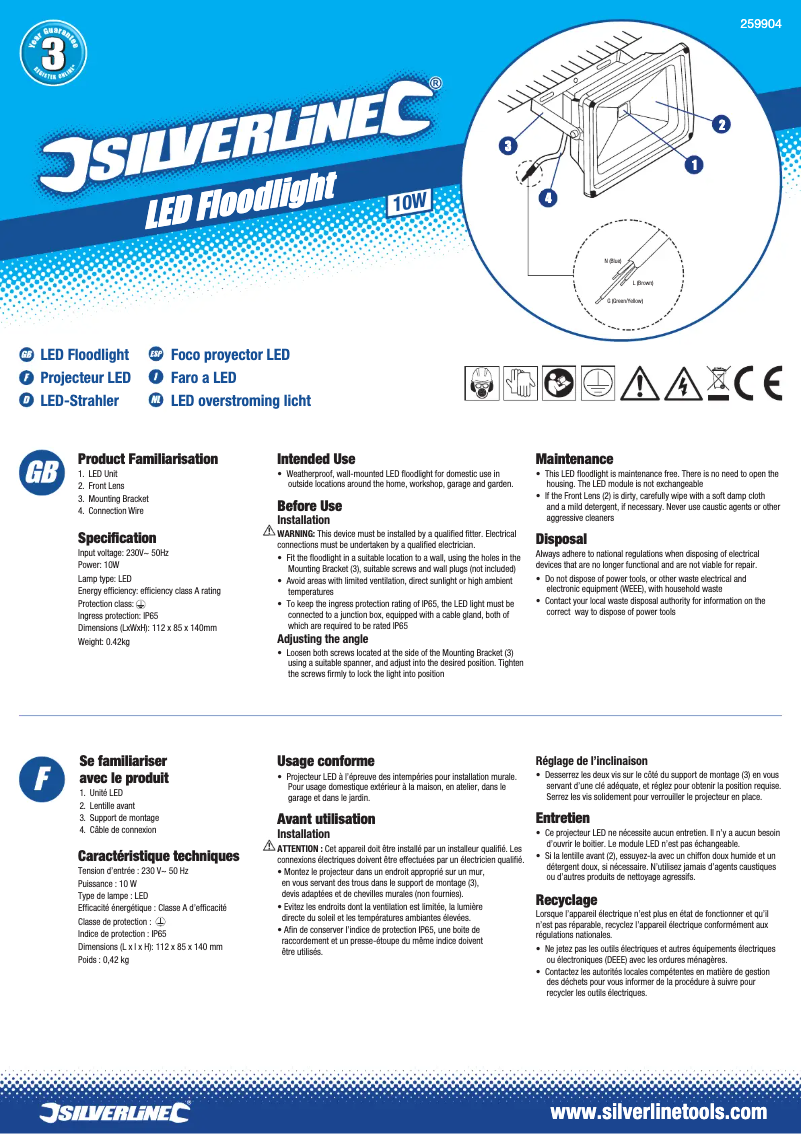 Page 1 of the manual User Manual Silverline 259904