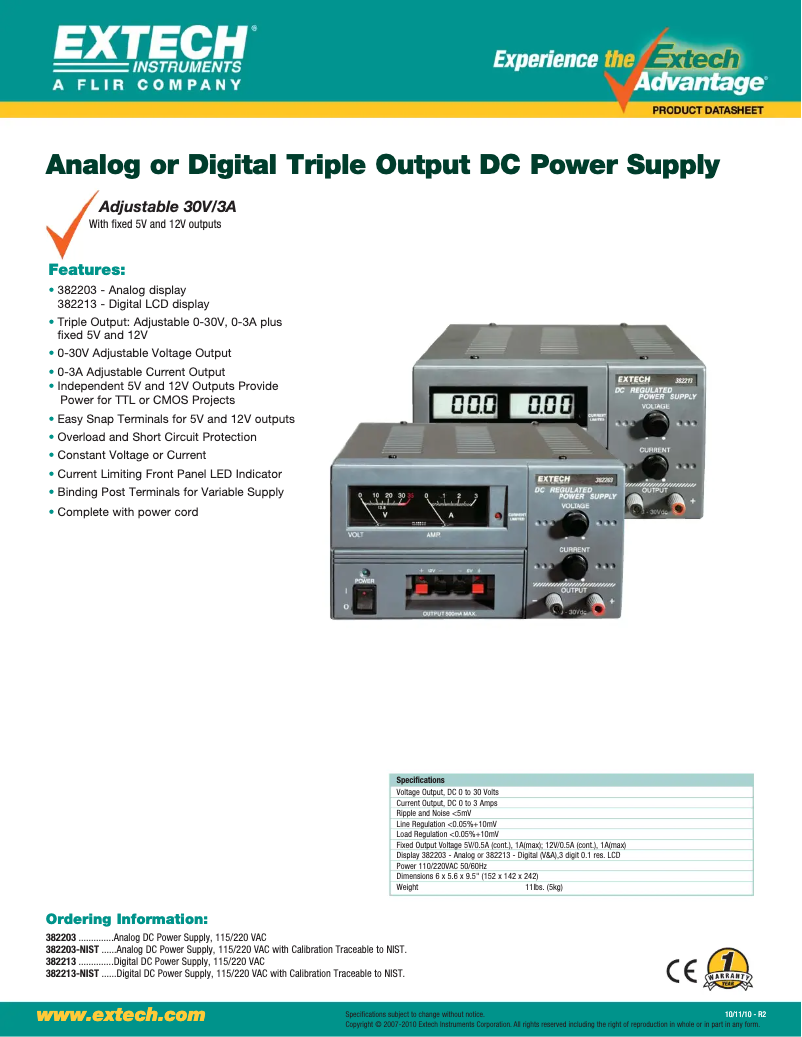 Página 1 del manual Ficha técnica Extech 382203