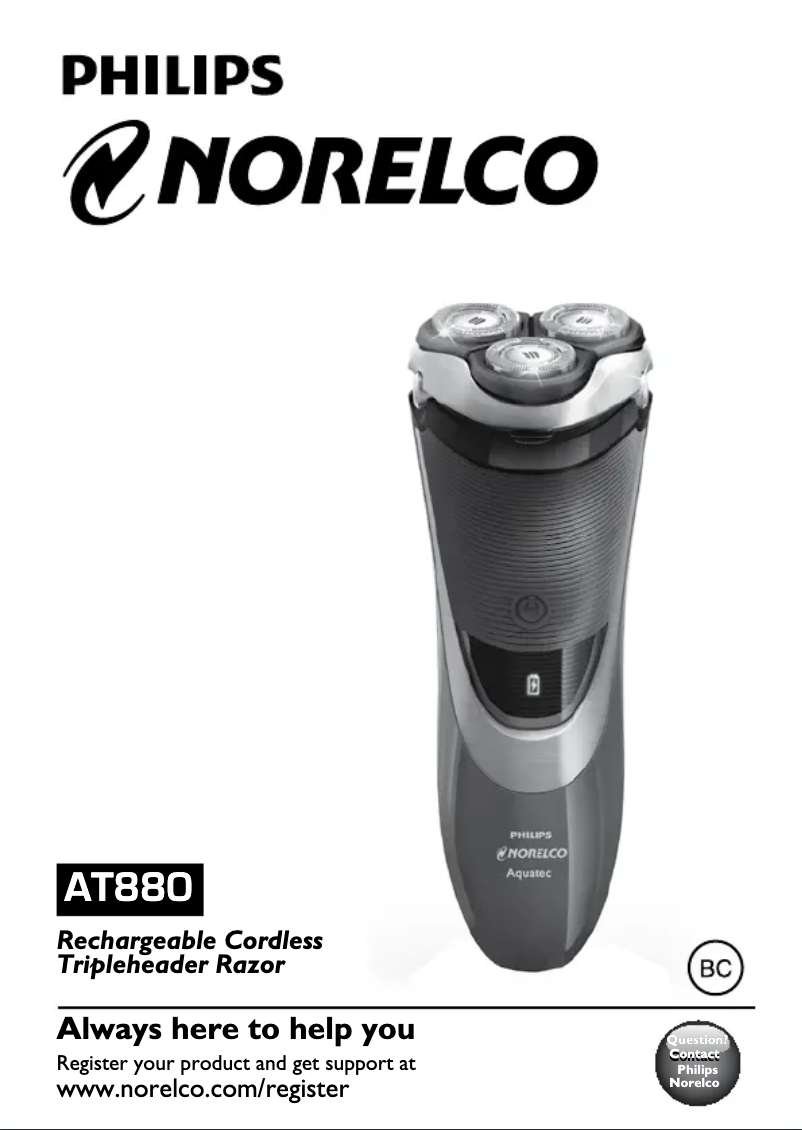 Page n°1 - Manuel utilisateur Philips Norelco PowerTouch AT880