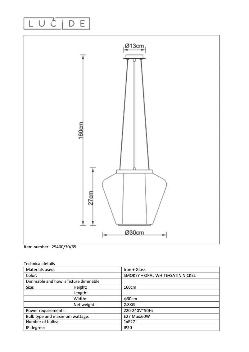 Page 1 de la notice Manuel utilisateur Lucide Stian