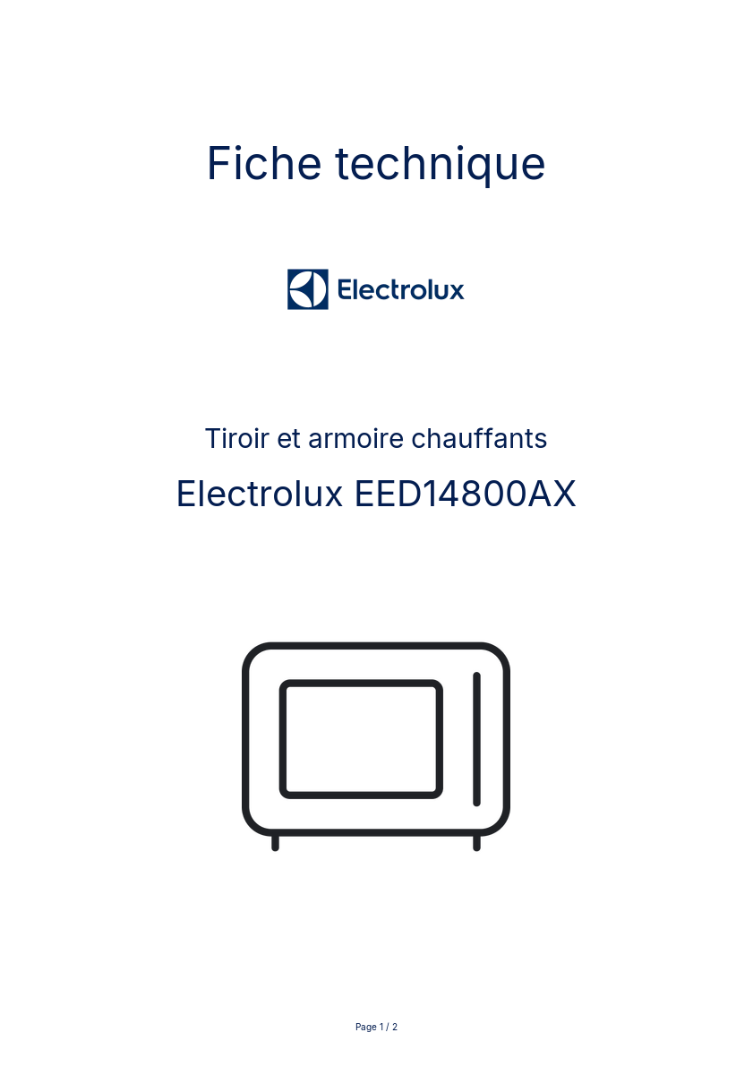 Page n°1 - Fiche technique Electrolux EED14800AX