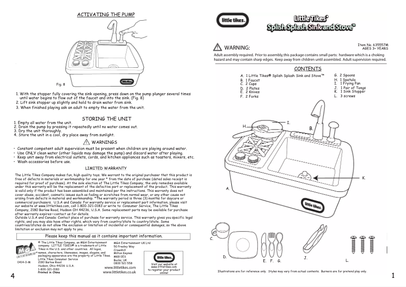 Page 1 de la notice Manuel utilisateur Little Tikes Splish Splash Sink & Stove
