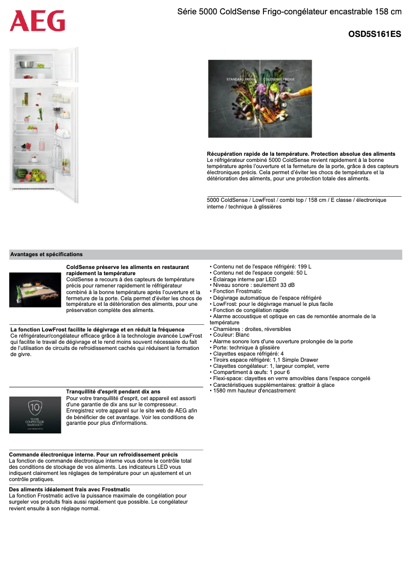 Página 1 del manual Ficha técnica AEG OSD5S161ES