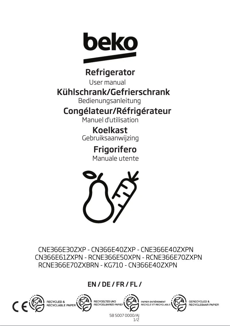 Image de la première page du manuel de l'appareil RCNE366E70ZXBRN