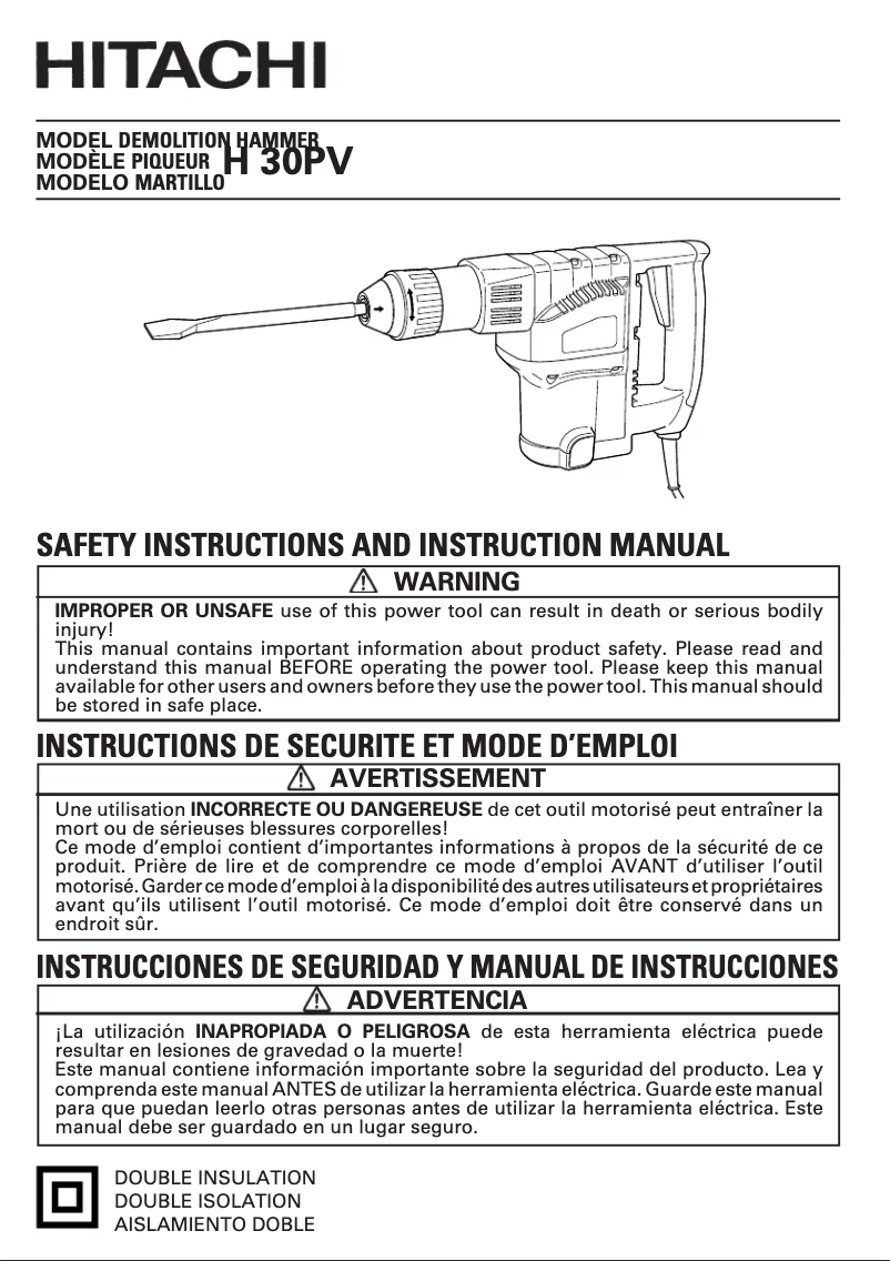 Página 1 del manual Manual de usuario Hitachi H 30PV