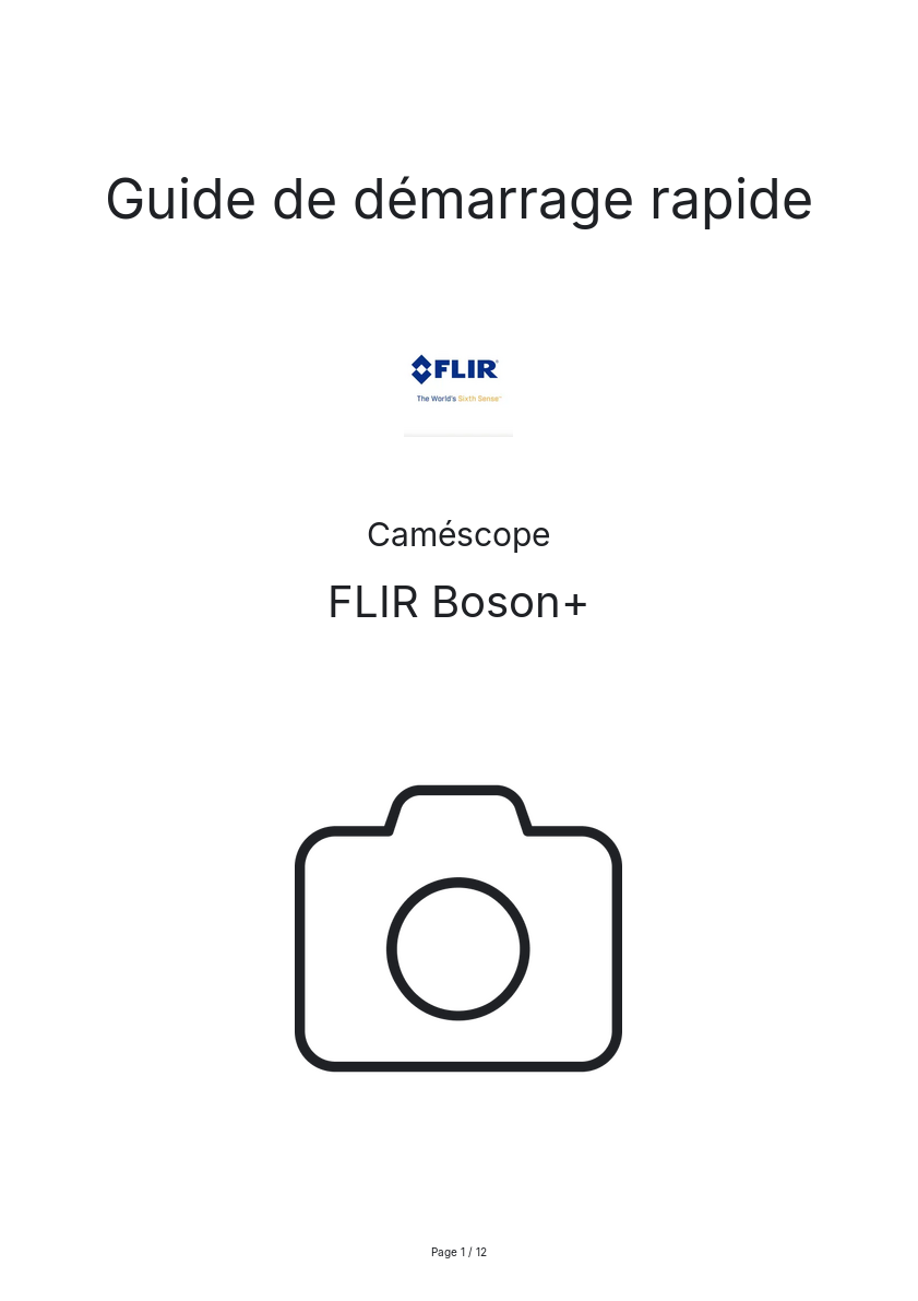 Page n°1 - Guide de démarrage rapide FLIR Boson+