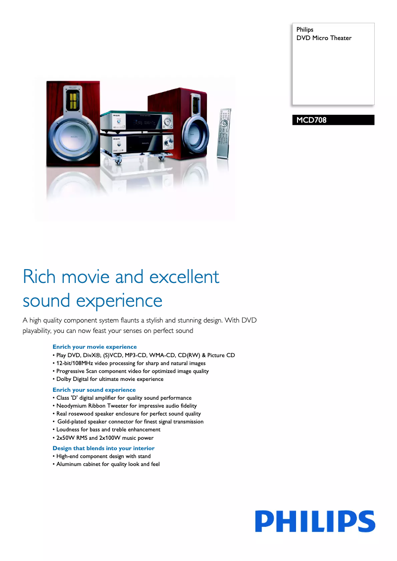 Image de la première page du manuel de l'appareil MCD708