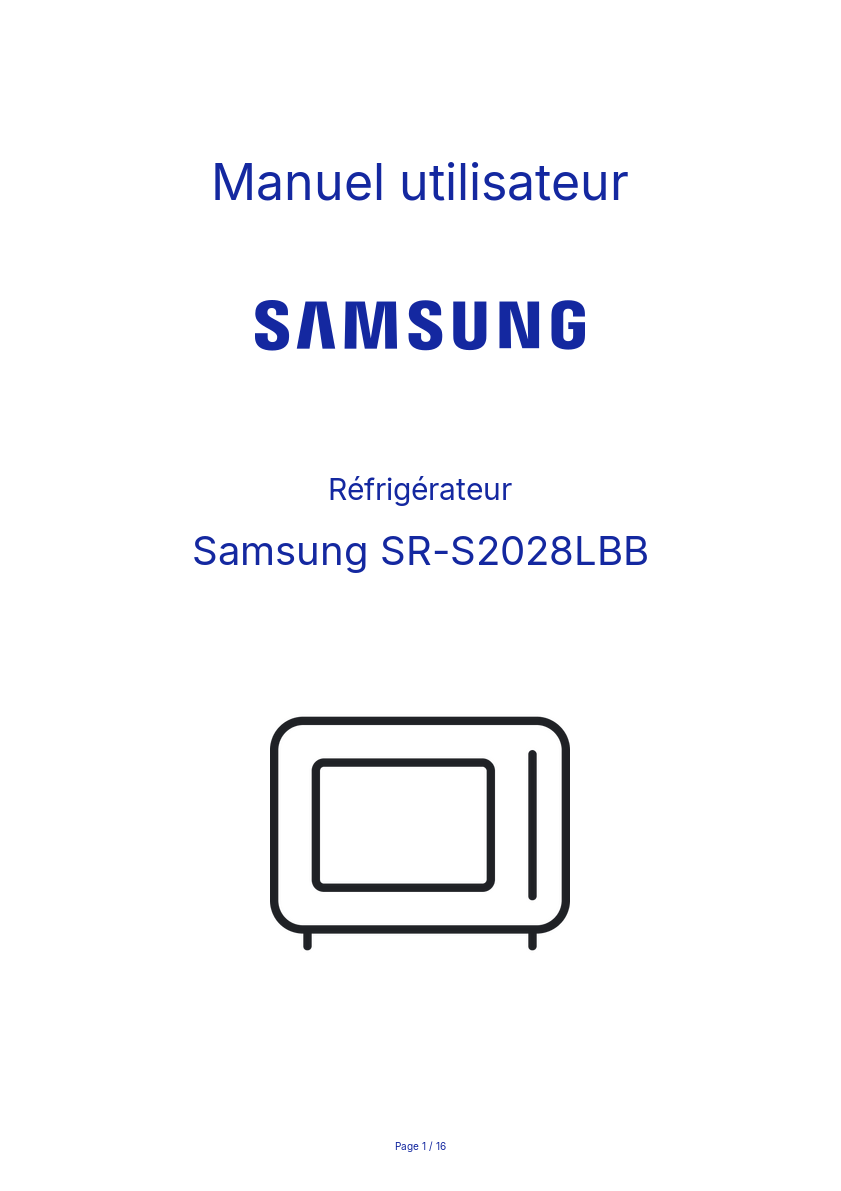 Page n°1 - Manuel utilisateur Samsung SR-S2028LBB