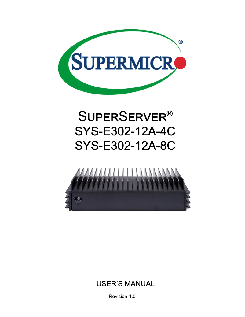 Image de la première page du manuel de l'appareil SuperServer SYS-E302-12A-8C