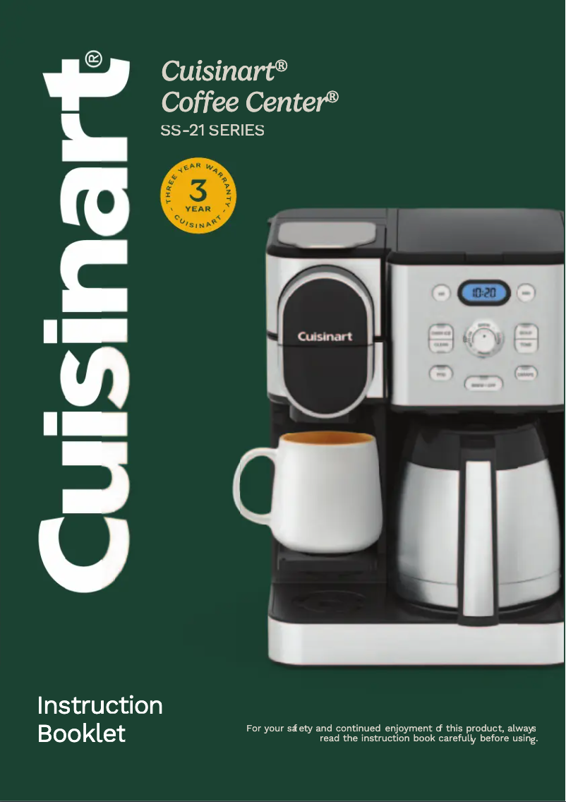 Page 1 de la notice Manuel utilisateur Cuisinart Coffee Center SS-21