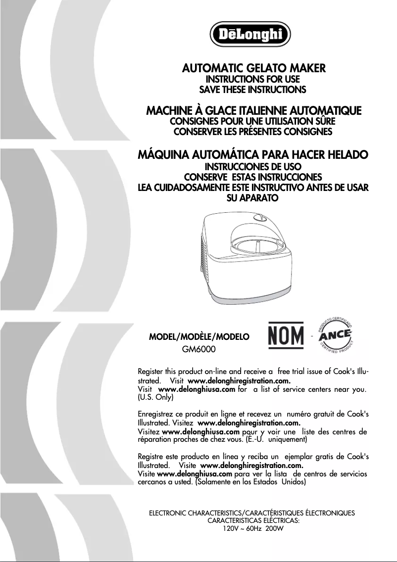 Image de la première page du manuel de l'appareil GM6000