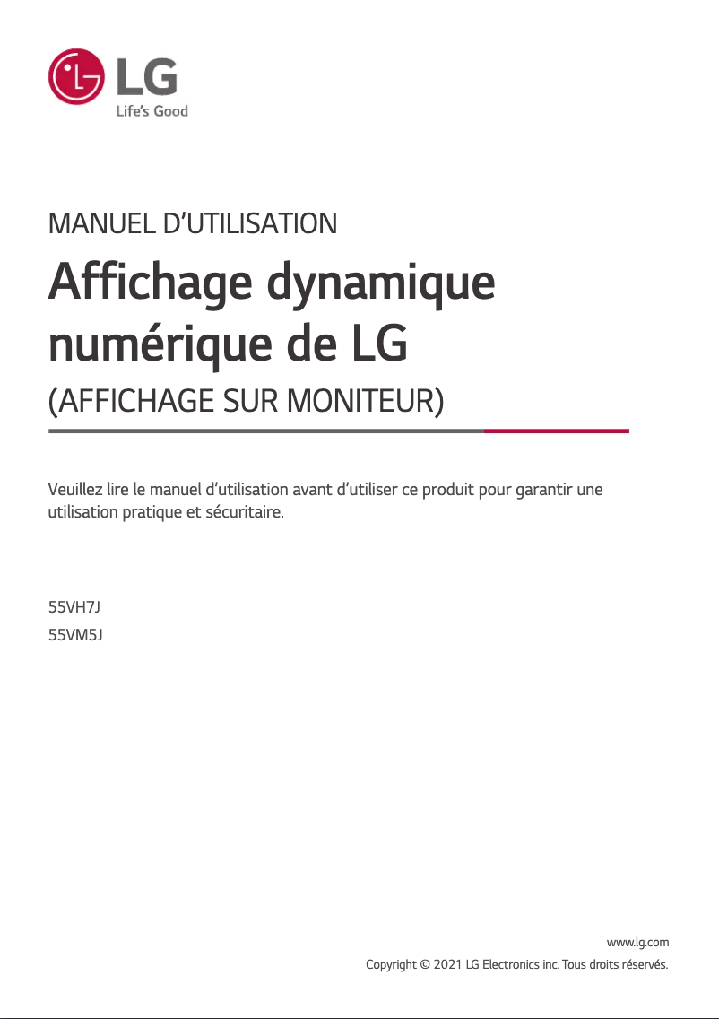 Page n°1 - Manuel utilisateur LG 55VM5J