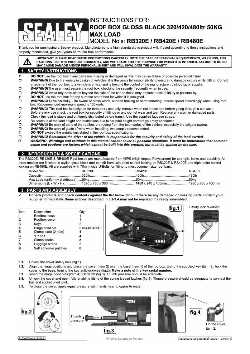 Page 1 de la notice Manuel utilisateur Sealey RB320E