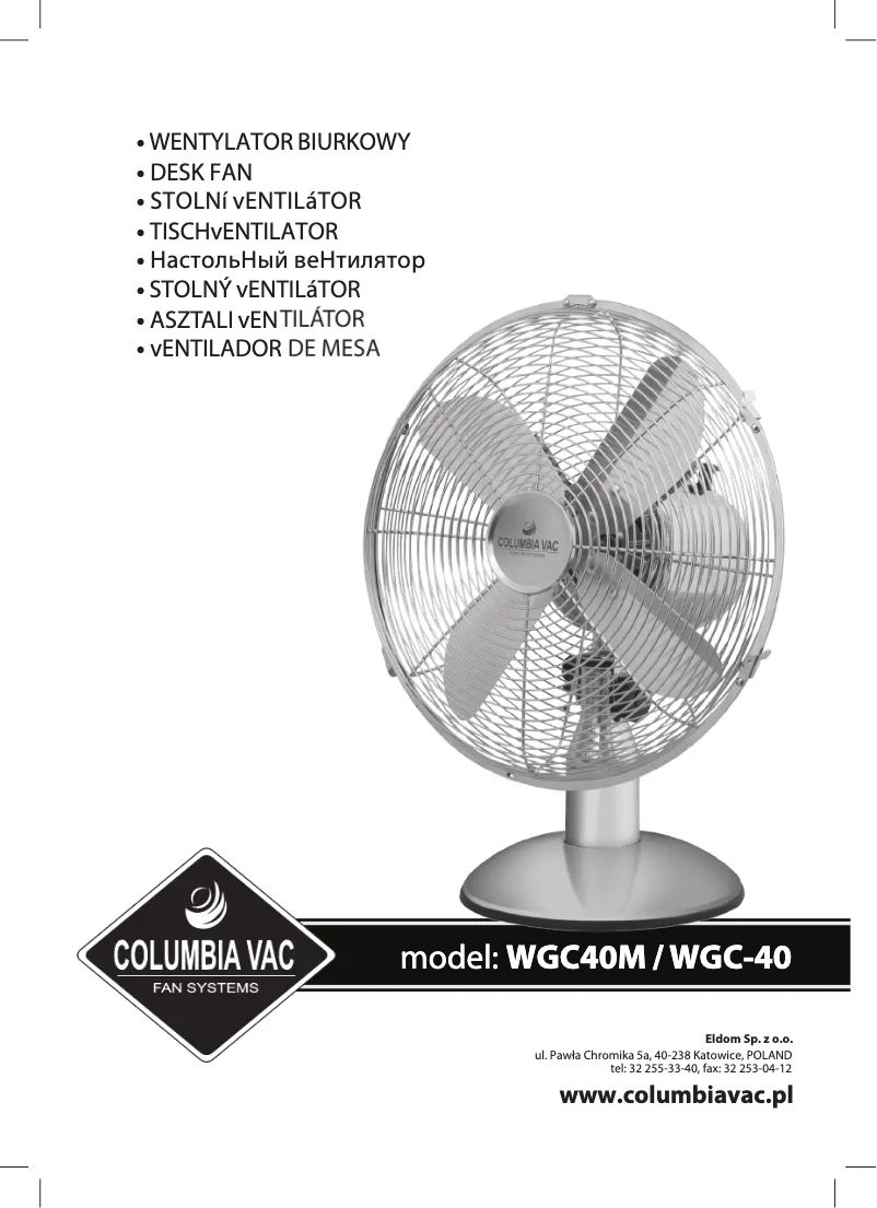 Page 1 de la notice Manuel utilisateur Eldom ColumbiaVac WGC40MN