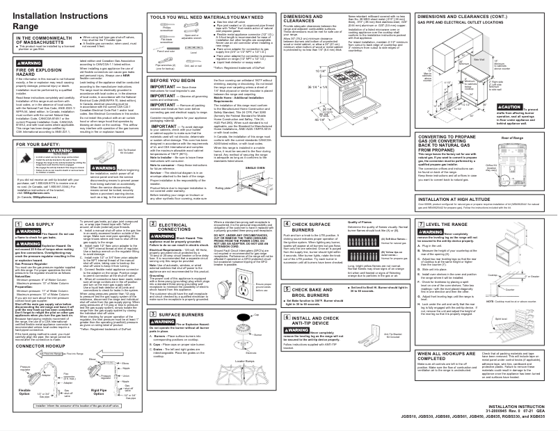 Page n°1 - Guide d'installation GE JGB635DEKWW