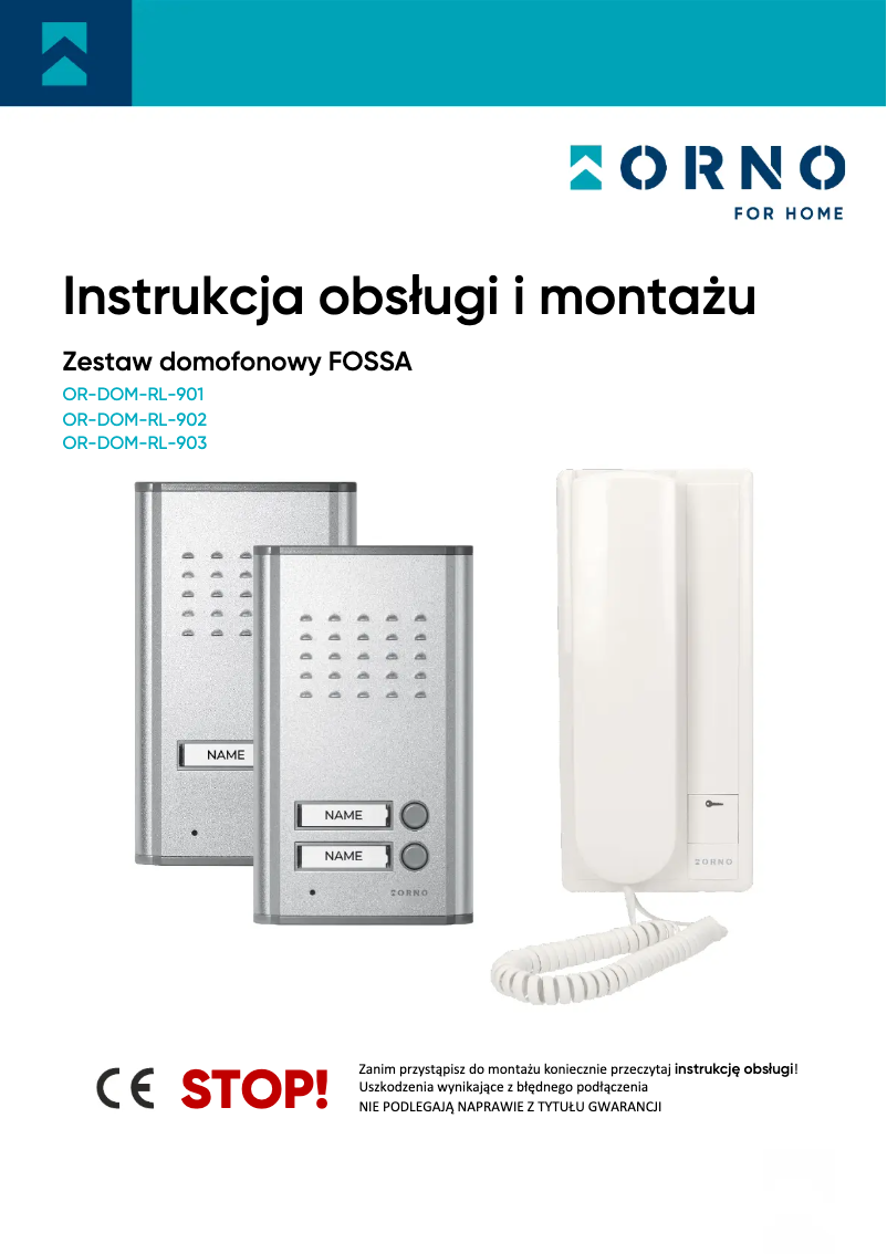 Page n°1 - Manuel utilisateur ORNO OR-DOM-RL-903