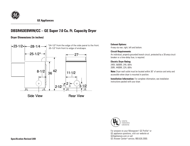 Image de la première page du manuel de l'appareil DBSR453EBCC