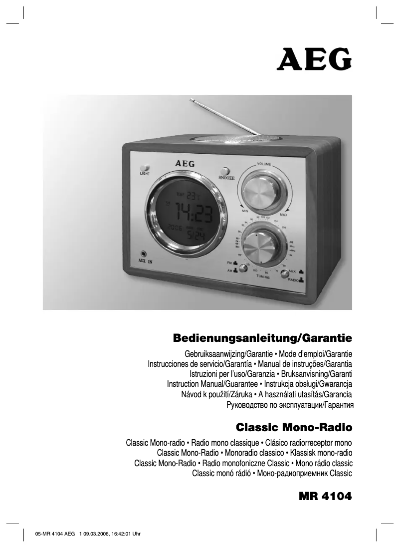 Page n°1 - Manuel utilisateur AEG MR 4104