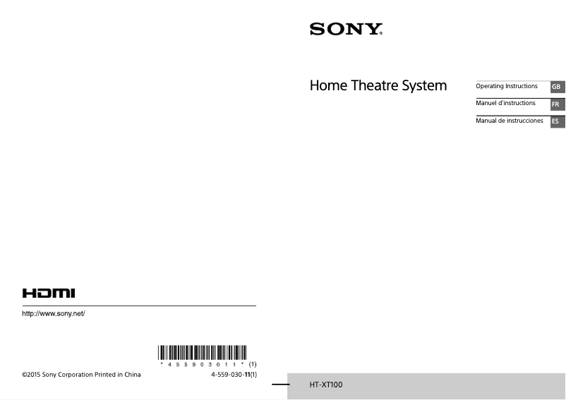 Page n°1 - Manuel utilisateur Sony HT-XT100