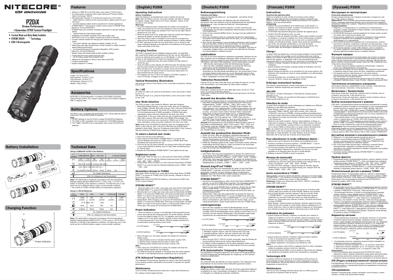Página 1 del manual Manual de usuario Nitecore P20iX