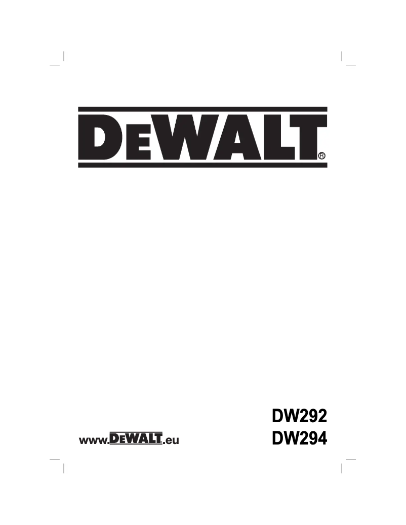 Page 1 de la notice Manuel utilisateur DeWalt DW294