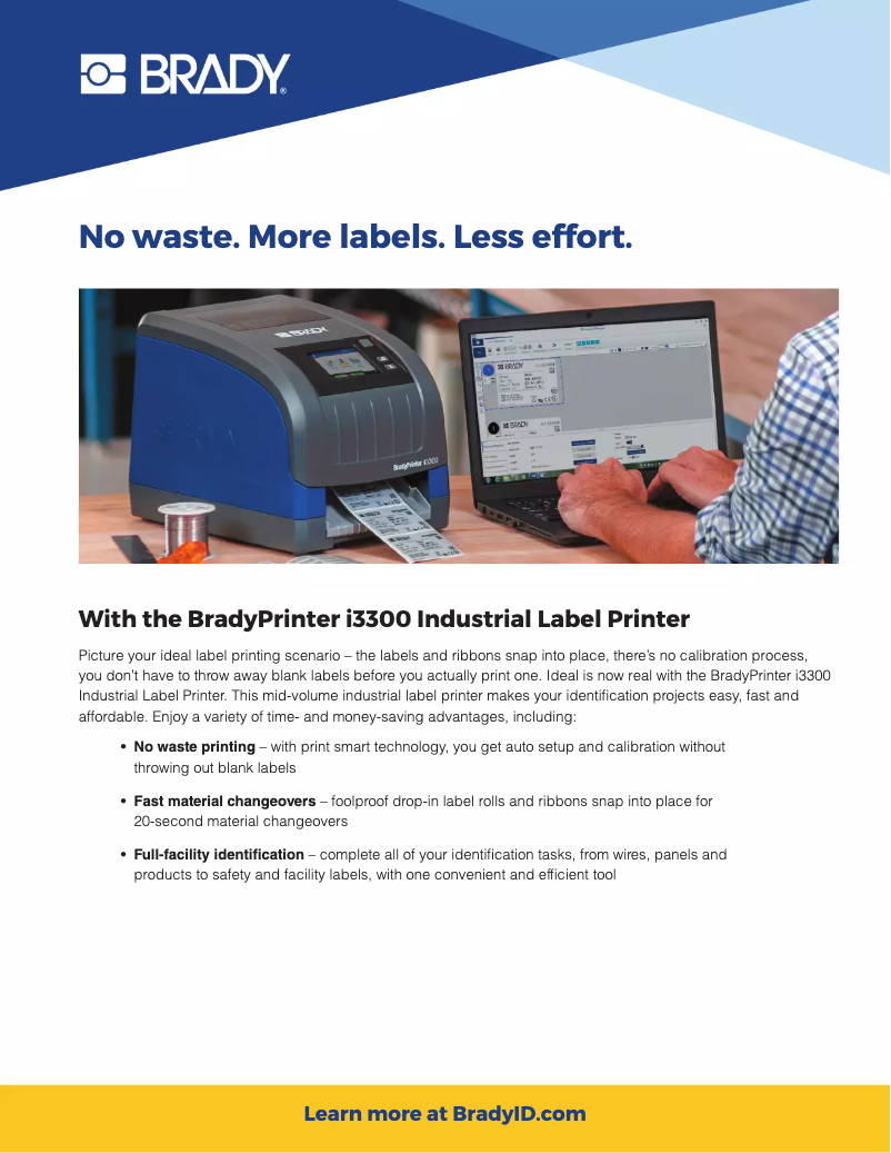 Page 1 de la notice Fiche technique Brady BradyPrinter i3300