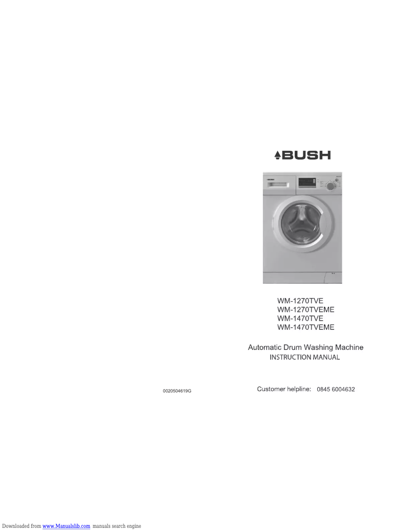 Page n°1 - Manuel utilisateur Bush WM-1470TVE
