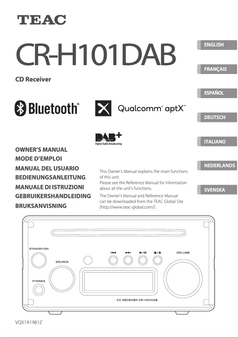 Image de la première page du manuel de l'appareil CR-H101DAB