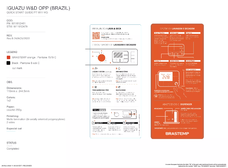 Page 1 de la notice Manuel utilisateur Brastemp BNO10AB