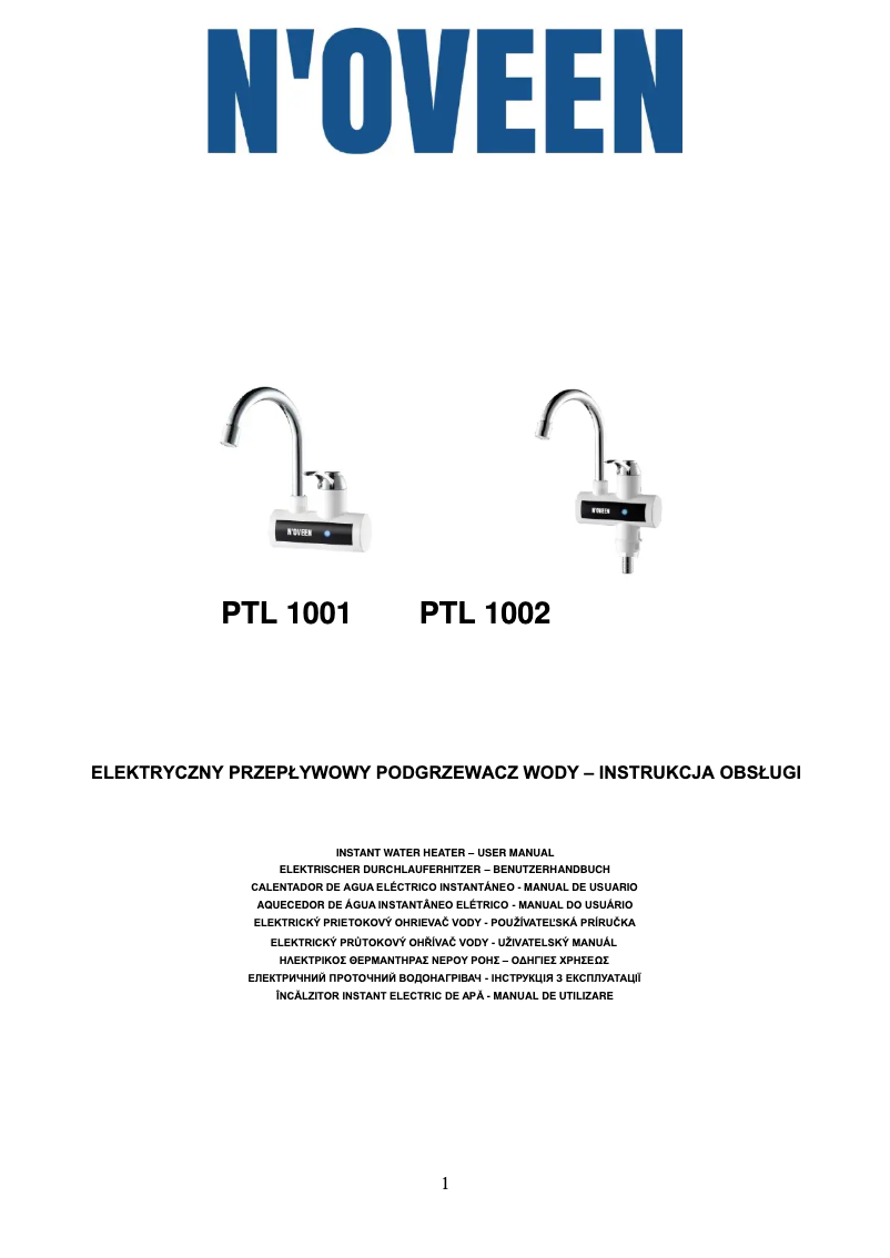 Page 1 de la notice Manuel utilisateur N'oveen PTL 1001