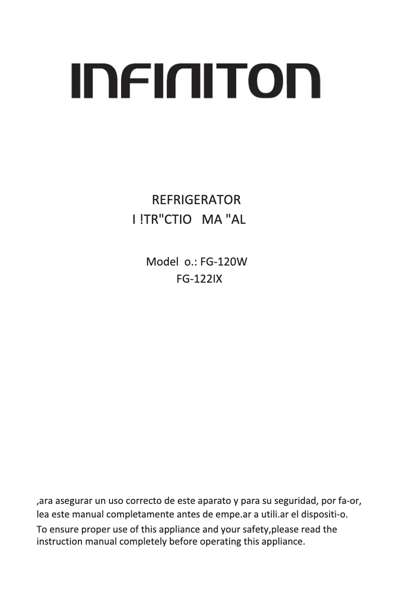 Page n°1 - Manuel utilisateur Infiniton FG-122X